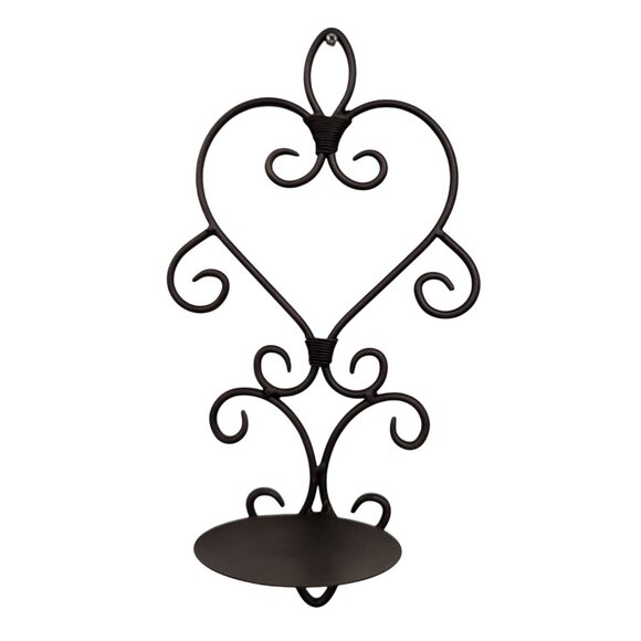Decorative Wrought Iron Wall Sconce Candle Holder Scroll Design Accent 12x7 Inch - Picture 13 of 14